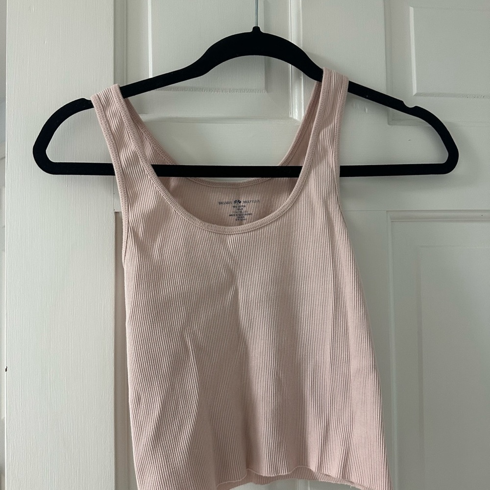 Brandy Melville Pink Ribbed Tank Top